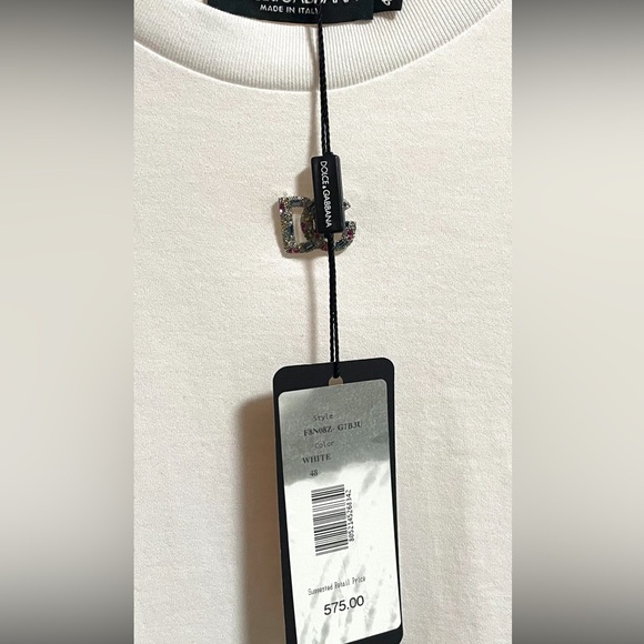 BNWT! Dolce & Gabbana Jersey T-shirt With Crystal Embellished Iconic Logo - Picture 7 of 10